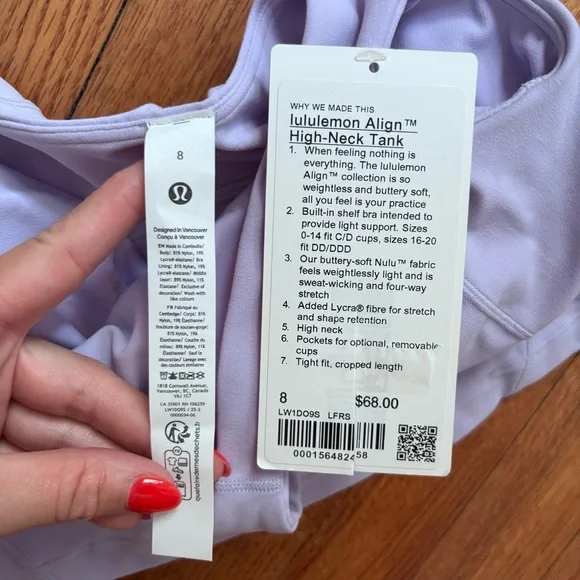 lululemon - NWT align high neck tank top light support nulu buttery soft purple - Picture 6 of 7